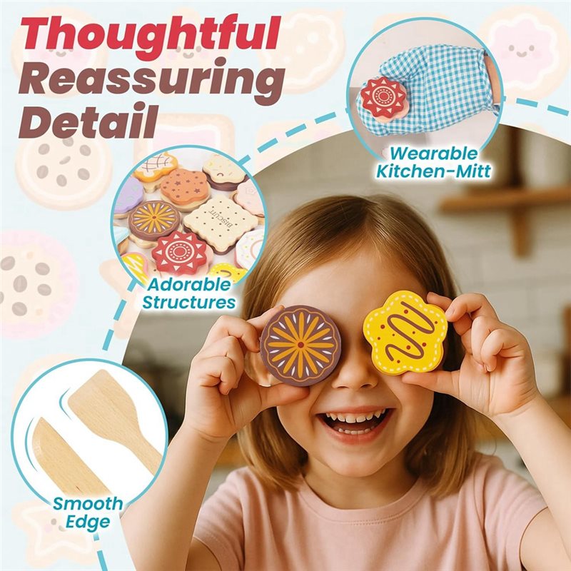 WOWFU-Wooden Cookie Play Food  - Kitchen Kids Baking Set review and price