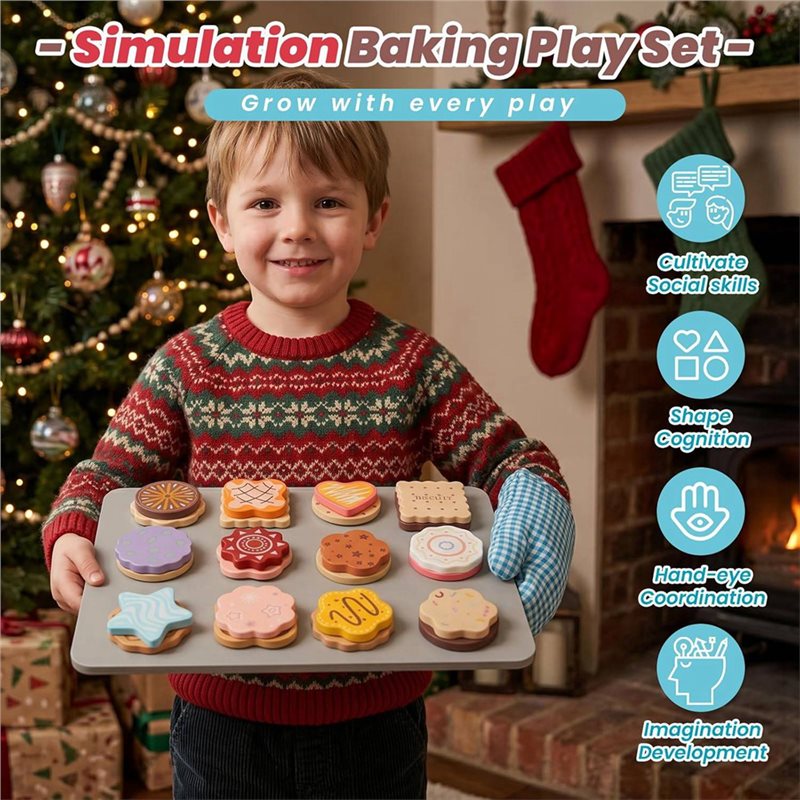 WOWFU-Wooden Cookie Play Food  - Kitchen Kids Baking Set review and price